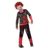 Image de Smiffys Costume clown zombie deluxe, Rouge & Vert, avec masque en latex, haut & pantalon Halloween