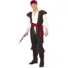 Image de Smiffys Costume de pirate, marron, bandana, haut, pantalon, ceinture & surchausses Halloween
