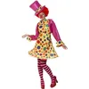 Image de Smiffys Costume de clown femme, multi couleurs, robe cerclée, chemise, noeud papillon, collants à rayures et chapeau Halloween