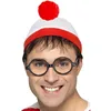 Image de Smiffys Où est Charlie ? Kit instantané, Rouge et blanc, avec chapeau et lunettes Halloween