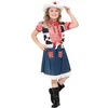 Image de Smiffys Costume petite fille de l'ouest, Bleu, avec robe, gilet, foulard, ceinture et chapeau Halloween