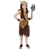Image de Smiffys Costume fille viking, Marron, avec robe et bracelets Halloween