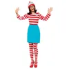 Image de Smiffys Où est Charlie ? Costume Wenda, Rouge et blanc, avec haut, jupe, lunettes, collant et chapeau Halloween