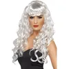 Image de Smiffys Perruque de sirène, blanche, cheveux longs, bouclés avec frange Halloween