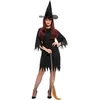 Image de Smiffys Costume sorcière effrayante, Noir, avec robe, ceintureet chapeau Halloween