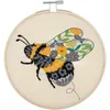 Image de Trimits Kits de Broderie - Kit de Broderie 15cm 6 pouces, Kits Point de Croix pour Adultes, Kit de Démarrage avec Cerceau à Broder en Bambou, Tissu, Fils, Aiguille & Support - Abeille Fleurie