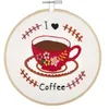 Image de Trimits Kits de Broderie - Kit de Broderie 15cm 6 pouces, Kits Point de Croix pour Adultes, Kit de Démarrage avec Cerceau à Broder en Bambou, Tissu, Fils, Aiguille & Support - I Love Coffee
