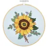 Image de Trimits Kits de Broderie - Kit de Broderie 15cm 6 pouces, Kits Point de Croix pour Adultes, Kit de Démarrage avec Cerceau à Broder en Bambou, Tissu, Fils, Aiguille & Support - Tournesol