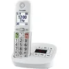 Image de Panasonic KX-TGU430EXW Téléphone Numérique sans Fil avec Répondeur, Unité de Base et 1 Combiné, Écran LCD, Appels Favori, Lampe Torche, Compatible avec Les Appareils Auditifs, Blanc et Argent