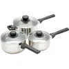 Image de KitchenCraft Jury Stainless Steel Three Piece Saucepan Set Silver 16 cm (6 ½"), 18 cm (7") and 20 cm (8") pans