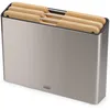 Image de Joseph Joseph Folio Ensemble de 3 Planches à Découper de Cuisine en bois de bambou, Antidérapantes, avec étui de rangement en Acier Inox, Grand