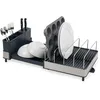 Image de Joseph Joseph Extend Max Steel Séchoir à Vaisselle Extensible avec Compartiment à Couverts, Bec D'Égouttage Pivotant, Acier Inoxydable
