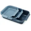 Image de Joseph Joseph Nest Lot de 3 Plats à Four, Revêtement Antiadhérent, Acier au Carbone, Poignées Facile à Tirer, 41cm x 30cm x 9.6cm, Bleu