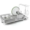 Image de Joseph Joseph Extend Steel Plus Égouttoir à Vaisselle Extensible, Acier Inoxydable, avec Porte-Verres et Bec Verseur