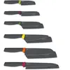 Image de Joseph Joseph Elevate Ensemble de couteaux 6 pièces, lames en acier inoxydable, avec couteau dentelé et couteau de chef, étui de protection, Noir/Multicolore