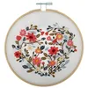 Image de Trimits Kits de Broderie - Kit de Broderie 15cm 6 pouces, Kits Point de Croix pour Adultes, Kit de Démarrage avec Cerceau à Broder en Bambou, Tissu, Fils, Aiguille & Support - Coeur Fleuri