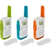 Image de Motorola Talkie-walkie portée de 4 km Blanc avec Contours Orange/Vert/Bleu, TLKR T42 Trio & Amazon Basics Piles Rechargeables AAA, Pré-Chargées - Lot de 12