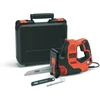 Image de BLACK+DECKER Scie à main filaire - Capacités de coupe : 3 mm métal, 100 mm bois, 50 mm tuyau plastique et branches - 3 lames - Livrée en coffret 500W, Noir, Orange, RS890K-QS