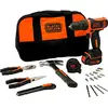 Image de BLACK+DECKER BDCDD12HTSA-QW Perceuse visseuse sans fil - Chargeur inclus - 14 accessoires et 6 outils à main - Livrée avec un sac souple, 10.8V, Sac souple, 1 batterie