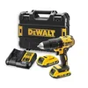 Image de DEWALT Perceuse-visseuse à percussion compacte sans fil, XR 18V brushless, éclairage LED, performance polyvalente, livrée avec 2 batteries XR Li-Ion 2Ah, chargeur et coffret, DCD778D2T-QW