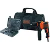 Image de BLACK+DECKER Marteau perforateur filaire 710W, haute performance pour maçonnerie, métal et bois, vitesse variable pour précision, 32 accessoires avec pochette souple, BEH710SA32-QS
