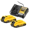 Image de DeWALT DCB1104D2-QW Kit De Démarrage Batterie Li-ion XR 18 V (2x 2,0 Ah) + Chargeur