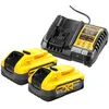 Image de DeWALT DCB1104H2-QW Kit De Démarrage Batterie Li-ion 18 V (2x 5,0 Ah) + Chargeur