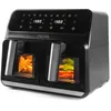 Image de Petra PT5196GWVDE 7.6L Friteuse à air double - 2 paniers de cuisson antiadhésifs 4,3L, 10 préréglages avec synchronisation et correspondance, fenêtres de visualisation en verre transparent, 1700W