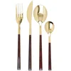 Image de KitchenCraft Mikasa - Service de Couverts Dorés Effet Écailles de Tortue, Acier Inoxydable, Couteaux/Fourchettes/Cuillères, 16 Pièces