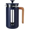 Image de La Cafetière Pisa Cafetière, 8 tasses/1L, verre borosilicate résistant à la chaleur et acier inoxydable avec piston facile à saisir, grande cafetière à piston pour thé en vrac et café moulu, marine