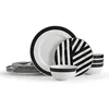 Image de Mikasa Luxe Deco Service de table en porcelaine 12 pièces, service de table pour 4 avec impression géométrique - 4x assiettes plates, 4x assiettes d'accompagnement et 4x bols