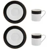 Image de Mikasa Miksa Luxe Deco Set de tasses à espresso et soucoupes en Chine, 2x tasses à espresso et soucoupes avec motif à rayures, tasses à café de 100ml - Emballage cadeau et lavable au lave-vaisselle