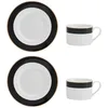 Image de Mikasa Luxe Deco Set de tasses à thé et soucoupes en Chine, 2x tasses à thé et soucoupes avec motif à rayures, tasses de 200ml - Emballage cadeau et lavable au lave-vaisselle