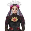 Image de Smiffys Bandeau Deluxe Jour des morts, avec roses et voile Halloween