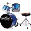 Image de Music Alley Batterie Enfant 3 Pièces, Kit de Batterie Acoustique Junior Débutant avec Tabouret, Cymbale, Pédale et Baguettes, Bleu