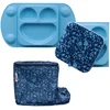 Image de Assiette EasyMat + lunch bag Fleur de jardin bleu
