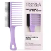 Image de Tangle Teezer Wide Tooth, Peigne Cheveux Bouclés et Frisés 3C-4C, Picots Longs pour Démêler et Réduire la Casse, Picots Courts et Flexibles à 2 Niveaux pour Retirer les Cheveux tombés, Lilas et Noir