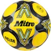 Image de Mitre Delta, Solidité Durable, Précision Accrue et Performances Constantes Ballon de Foot pour Mixte Adulte, Jaune Fluo/Noir/Gris Circular, 5