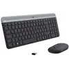 Image de Logitech Slim Combo M sans fil Kit souris + clavier Touches à frappe silencieuse anglais US, QWERTY graphite