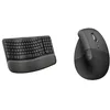 Image de Logitech Wave Keys - Clavier Ergonomique sans Fil - AZERTY, Lift Souris Ergonomique Verticale, sans Fil, Bluetooth ou récepteur USB Logi Bolt, Silencieuse, 4 Boutons
