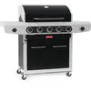 Image de Barbecook barbecue à gaz Siesta 612 Black Edition avec table d'appoint fixe, 5 brûleurs et brûleur latéral, grilles en fonte émaillée, 143x56x120cm
