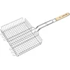 Image de Barbecook Grille barbecue double réglable, Acier Chromé/Bouleau FSC, 32 x 25 x 5 cm, Argent
