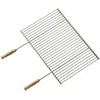 Image de Barbecook grille de barbecue rectangulaire avec poignées, professionnelle en chrome et bois, accessoire barbecue, 58.5x40cm, Argent