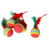 Image de FLAMINGO Jouet Ballon Rainbow/Plume pour Chat 3 cm 4 Pièces