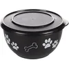 Image de gamelle pour Chien - Kena Noir et Argent avec Couvercle - Taille M - INOX - croquettes Chien - 800 ML