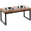 Image de Gamelle pour Chien - Amovibles - antidérapant - avec Protection pour éviter de griffer Le Sol - matériau Extra-Fort - Bois et métal - 60 x 28 x 28-2.7L