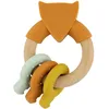 Image de Trixie Anneau d'activité en bois et silicone   Mr. Fox | Jouet sensoriel pour bébé | Anneau de dentition et hochet sûr | Jouet de développement pour bébés