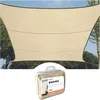 Image de Perel Voile d’ombrage 3.6 x 3.6 m, Carree pour Jardin et terrasse, Polyester deperlant 160 g/m2, Protection UV 90%, Toile Respirante avec Anneaux en Acier Inoxydable, Creme