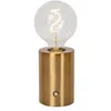Image de LUCIDE Vivo Lampe de table rechargeable, à piles, diamètre : 8 cm, LED à intensité variable, culot E27, 1 x 1 W, 2700 K, or mat/laiton