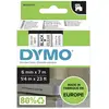 Image de DYMO 43610 Ruban détiquetage polyester Couleur de ruban: transparent Couleur de police: noir 6 mm 7 m